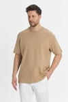2857 Massimo Erkek Camel %100 Supima Pamuk Çekmeyen Kumaş Regular Fit Bisiklet Yaka Tişört
