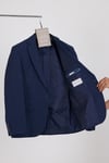 Abbiati Erkek Lacivert Poliviskon Kumaşlı Mono Yaka Slim Fit Desenli Blazer Ceket