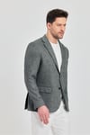 Abdia Erkek Gri Balıksırtı Desenli Slim Fit Spor Blazer Ceket