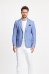 Abrines Erkek İndigo Pamuklu Likralı Esneyen Kumaşlı Slim Fit Spor Blazer Ceket
