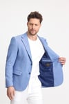 Abrines Erkek İndigo Pamuklu Likralı Esneyen Kumaşlı Slim Fit Spor Blazer Ceket