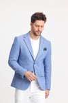 Abrines Erkek İndigo Pamuklu Likralı Esneyen Kumaşlı Slim Fit Spor Blazer Ceket