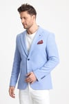 Abrines Erkek Mavi Pamuklu Likralı Esneyen Kumaşlı Slim Fit Spor Blazer Ceket