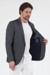 Adelmiro Erkek Siyah Yazlık Mono Yaka Slim Fit Keten Görünümlü Blazer Ceket