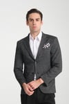 Aimame Erkek Siyah Mono Yaka Örme Esnek Likralı Kumaş Blazer Ceket