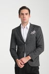 Aimame Erkek Siyah Mono Yaka Örme Esnek Likralı Kumaş Blazer Ceket