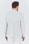 Aldano Erkek Beyaz Ekose Kareli Polyviskon Kumaş Slim Fit Spor Blazer Ceket
