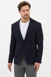 Alfonso Erkek Koyu Lacivert Pamuklu Likralı Slim Fit Örme Esneyen Mono Yaka Spor Blazer Ceket