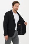 Alfonso Erkek Siyah Pamuklu Likralı Slim Fit Örme Esneyen Mono Yaka Spor Blazer Ceket