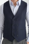 Alfredo Koyu Lacivert Hasır Kumaşlı Basic Kruvaze V Yaka Slim Fit Yelek