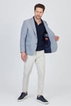 Antony Erkek Açık Lacivert-gri Örme Kumaş Esneyen Spor Blazer Ceket