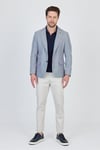 Antony Erkek Açık Lacivert-gri Örme Kumaş Esneyen Spor Blazer Ceket