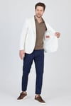 Antony Erkek Beyaz Polyester Kumaşlı Slim Fit İlkbahar-Yaz Spor Blazer Ceket