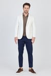Antony Erkek Beyaz Polyester Kumaşlı Slim Fit İlkbahar-Yaz Spor Blazer Ceket