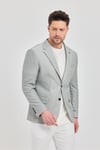 Antony Erkek Siyah-Gri Polyviskon Kumaşlı Slim Fit İlkbahar-Yaz Spor Blazer Ceket