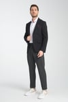 Arunte Erkek Siyah Keten Görünümlü Ince Dört Mevsim Giyilebilir Slim Fit Blazer Ceket