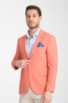 Arunte Erkek Turuncu Keten Görünümlü Ince Dört Mevsim Giyilebilir Slim Fit Blazer Ceket
