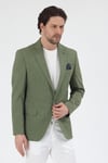 Arunte Erkek Yeşil Keten Görünümlü Ince Dört Mevsim Giyilebilir Slim Fit Blazer Ceket