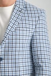 Assente Erkek A.Lacivert - Mavi Keten Görünümlü Ekose Slim Fit Mono Yaka Spor Blazer Ceket