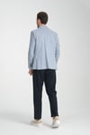 Assente Erkek A.Lacivert - Mavi Keten Görünümlü Ekose Slim Fit Mono Yaka Spor Blazer Ceket