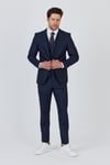 Ateca Erkek Lacivert İtalyan Çizgili Ceket+Pantolon+Yelekli Slim Fit Takim Elbise