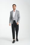 Barella Erkek Siyah Ekose Slim Fit Mono Yaka Spor Blazer Ceket