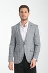 Barella Erkek Siyah Ekose Slim Fit Mono Yaka Spor Blazer Ceket