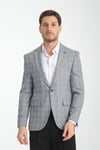 Barella Erkek Siyah Ekose Slim Fit Mono Yaka Spor Blazer Ceket