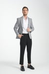 Barella Erkek Siyah Ekose Slim Fit Mono Yaka Spor Blazer Ceket