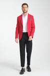 Baselna Erkek Kırmızı Esneyen Likralı Kumaşlı Tam Astarlı Slim Fit Mono Yaka Dar Kesim Blazer Ceket