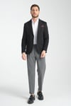 Baselna Erkek Siyah Esneyen Likralı Kumaşlı Tam Astarlı Slim Fit Mono Yaka Dar Kesim Blazer Ceket