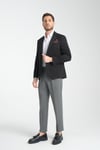 Baselna Erkek Siyah Esneyen Likralı Kumaşlı Tam Astarlı Slim Fit Mono Yaka Dar Kesim Blazer Ceket