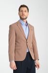 Baselnaa Erkek Vizon Battal Büyük Beden Dar Kesim Astarlı Düğmeli Basic Blazer Ceket