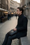 Bergamo Erkek Antrasit Regular Fit Dik Yaka Kaşe Kaban