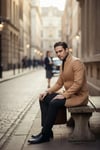 Bergamo Erkek Camel Regular Fit Dik Yaka Kaşe Kaban