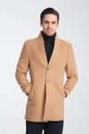 Bergamo Erkek Camel Regular Fit Dik Yaka Kaşe Kaban