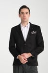 Bernando Erkek Siyah Süet Yaz-Kış 4 Mevsim Slim Fit Spor Blazer Ceket
