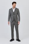 Biglia Erkek Siyah-Gri Ceket+Pantolon+Yelek Çift Yırtmaçlı Slim Fit Takim Elbise