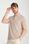 Boggee Pedso Erkek Camel İtalyan Yaka Çekmez Likralı %100 Pamuklu Kumaş Slim Fit Polo Yaka Tişört