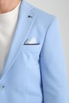 Bortolo Erkek Buz Mavi Örme Esneyen Likralı Mono Yaka Slim Fit Spor Blazer Ceket