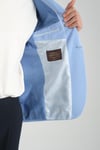 Bortolo Erkek Buz Mavi Örme Esneyen Likralı Mono Yaka Slim Fit Spor Blazer Ceket