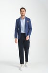 Bortolo Erkek Lacivert Örme Esneyen Likralı Mono Yaka Slim Fit Spor Blazer Ceket