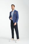 Bortolo Erkek Lacivert Örme Esneyen Likralı Mono Yaka Slim Fit Spor Blazer Ceket