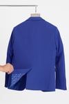 Bortolo Erkek Mavi Örme Esneyen Likralı Mono Yaka Slim Fit Spor Blazer Ceket