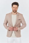 Bruno Erkek Camel Keten Karışımlı Slim Fit Dar Kesim İlkbahar-Yazlık Spor Blazer Ceket