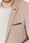Bruno Erkek Camel Keten Karışımlı Slim Fit Dar Kesim İlkbahar-Yazlık Spor Blazer Ceket