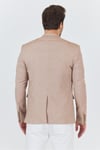 Bruno Erkek Camel Keten Karışımlı Slim Fit Dar Kesim İlkbahar-Yazlık Spor Blazer Ceket