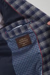 Cabrio Erkek Lacivert-Gri Ekose Desenli Slim Fit Mono Yaka Blazer Ceket