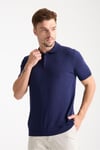Cadiz Erkek Lacivert Pamuk Karışımlı Polo Yaka Slim Fit Triko