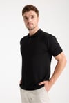 Cadiz Erkek Siyah Pamuk Karışımlı Polo Yaka Slim Fit Triko